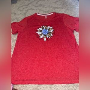 Red, White, Blue Sunflower 4th of July T shirt